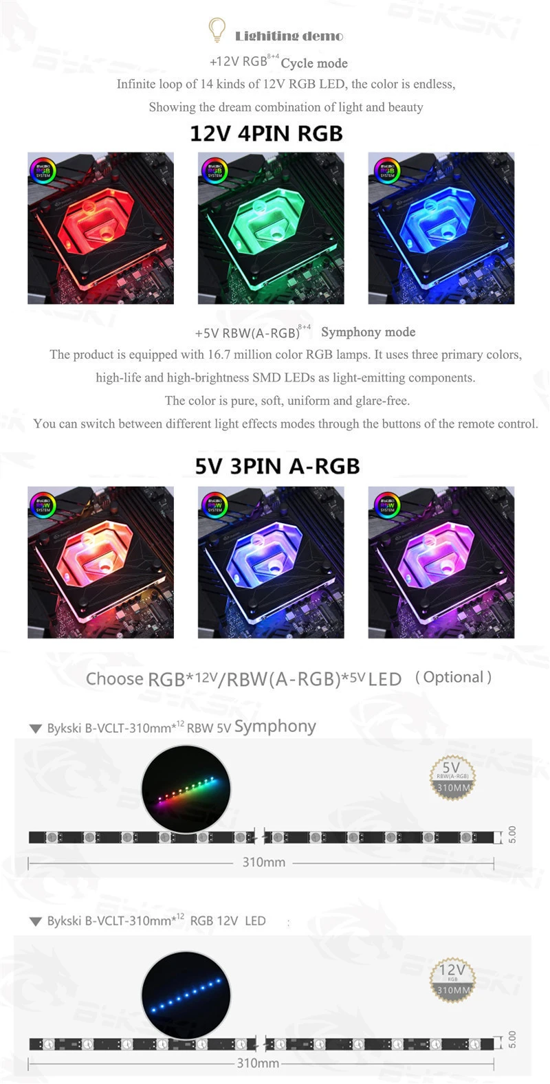 Bykski Процессор воды блок для INTER I7 LGA 115x2011 2066 1366 5V ARGB/12 V RGB AURA SYNC Процессор-XPR-A-MK-V3