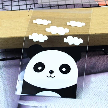

Stay Cute Rolling Panda Can Stand Transparent Gift Bag Candy Biscuit Bag Self-adhesive Bag