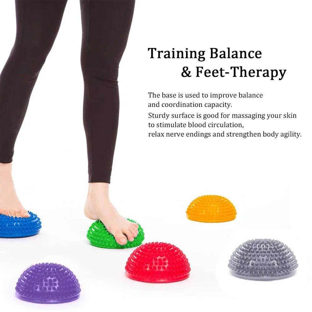 Spiky Yoga Half Ball Foot Massage Balls 16cm PVC Hedgehog Hemisphere Physical Pilates Fitness Exercise Balance Skills Training