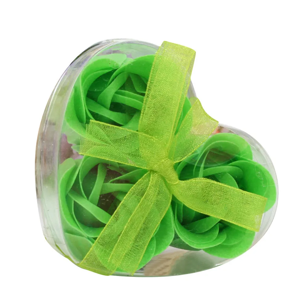 3 шт., ароматизированное мыло для тела с лепестками роз, подарок на свадьбу, аксессуары для ванной, отшелушивающая губка, щетка для тела FDH - Цвет: Зеленый