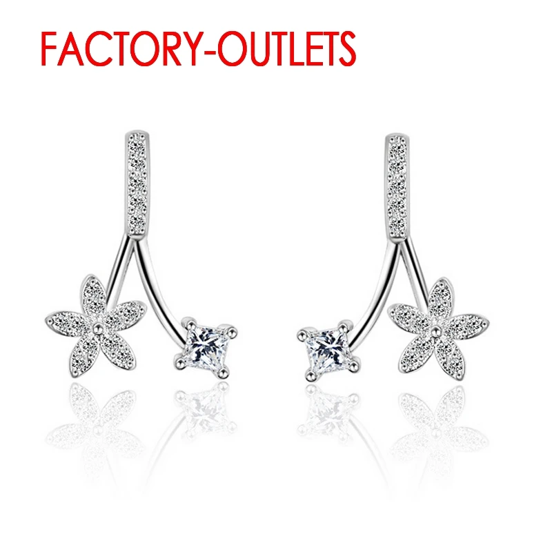 

Unique Female Fashion Jewelry Korean Tide 925 Sterling Silver Stud Earrings Wholesale Flower Shape With High Quality CZ Crystal