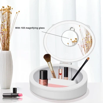 

Makeup Mirror LED Lights with 10X Magnifying Mirror Beauty Makeup Organizer Touch Screen USB Charging Vanity Cosmetics Mirrors