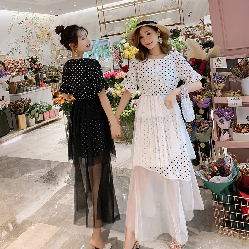 

Maternity Dress Summer 2019 New Style Fashion Best Friend Polka Dot Joint Gauze Loose-Fit Mid-length Large Size Pregnant Women D