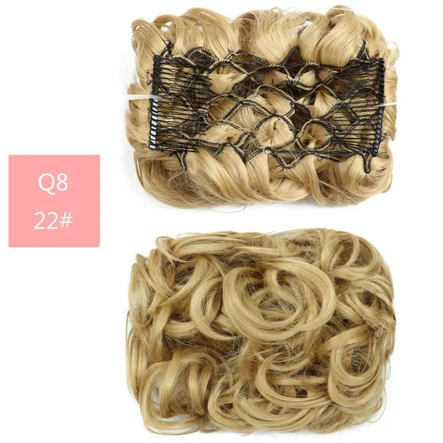 Synthetic Curly Elastic Band Chignon Plastic Comb Clips in Hair Extension Hair Bun Updo Cover Hairpieces Hair Accessories Q8 22