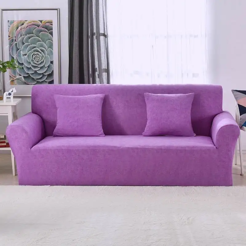 

1/2/3/4 Seater Sofa Cover Living Room Elasticity Non-slip Couch Armchair Slipcover Universal Spandex Case Stretch Fabric Purple