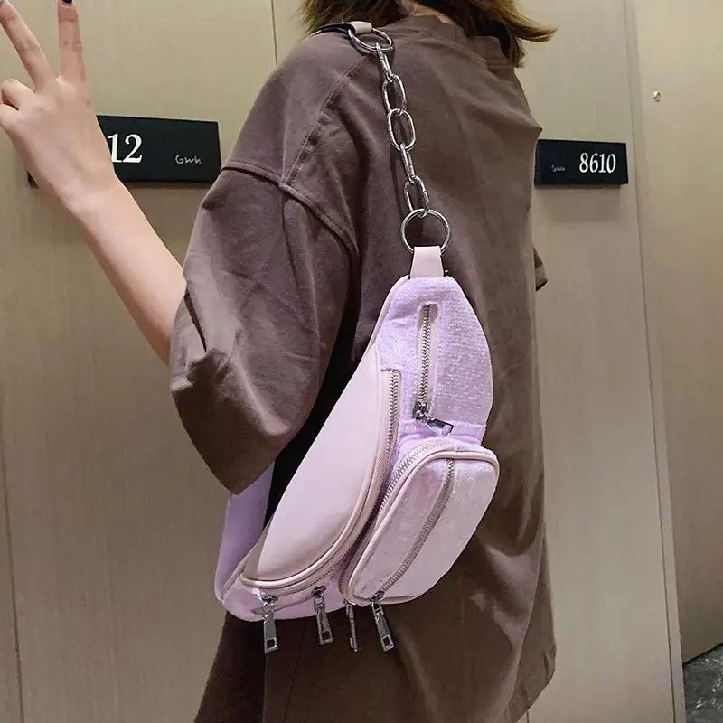 MENGXILU/Модная Сумка на грудь для девочек, наплечная сумка на ремне с цепочкой, нейлоновая сумка на ремне с поясом, Сумка с блестками, тканевая