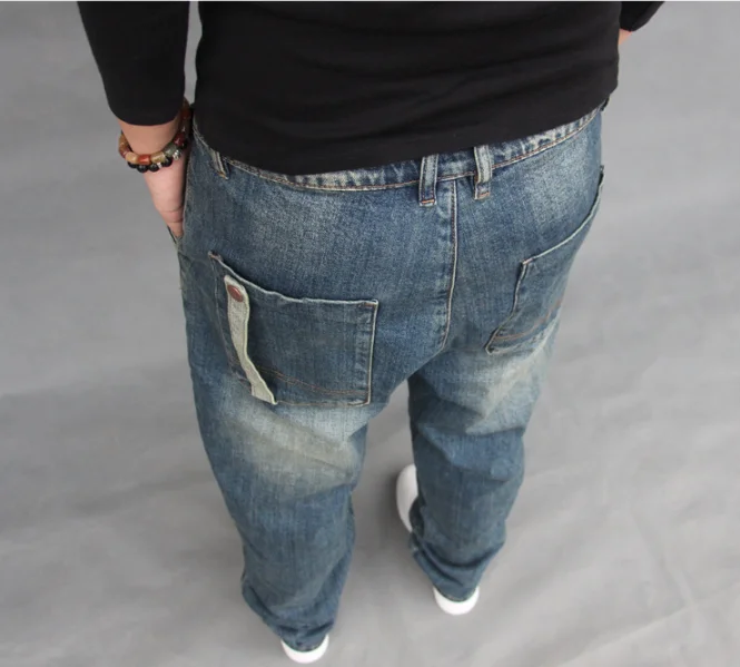 Сезоны Мужские джинсы свободные хип хоп мешковатые шаровары плюс размер 42 хип хоп мужские s Мальчики Tide джинсовые брюки Джоггеры мужские