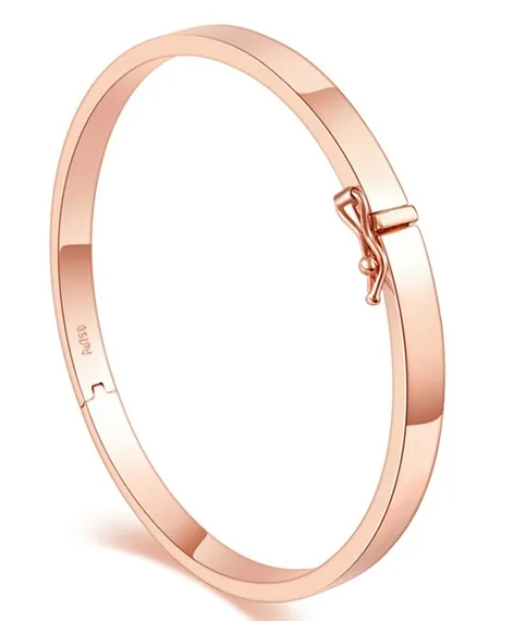 

18k gold bangles for women au750 jewelry rose gold bracelet bangle with clasp 4mm width about 7.5-8g
