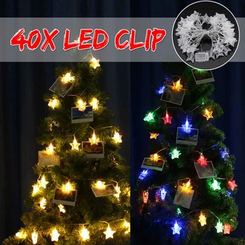 

LED String Lights Card Photo Clip Holder Fairy Garland Lamp For Christmas New Year Wedding Party Decoration Battery Holiday Lamp