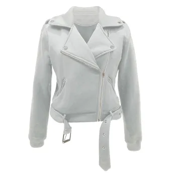 

Women Autumn Winter Casual Long Sleeve Jackets Lady Solid Color Fashion Turn Down Collar Zipper Coat Female Outwear