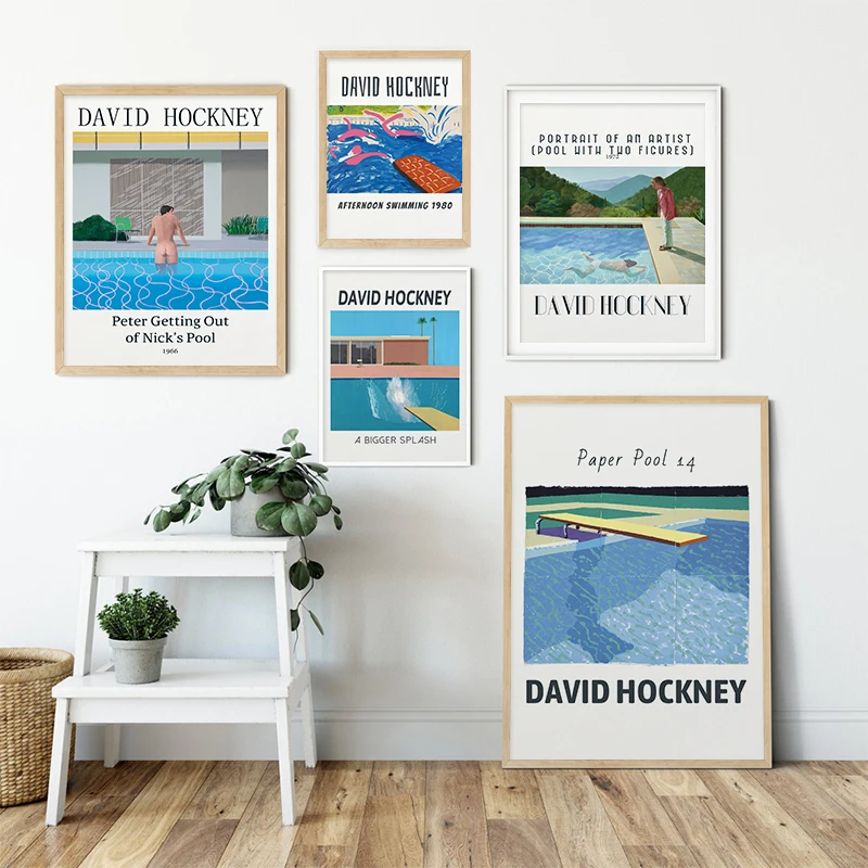 David Hockney Art Exhibition Poster Abstract Famous A Bigger Splash Print Canvas Painting Modern Wall Pictures Home Office Decor | Дом и сад