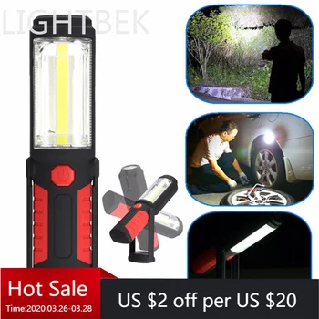 

Powerful COB LED Flashlight Portable 3000 Lumens Magnetic Rechargeable Work Light 360 Degree Stand Hanging Torch Lamp For Work