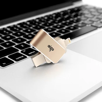 

Aigo 360° rotatable usb for iphone ipad usb 3.0 32GB high speed metal dual interface pen drive stuck point design флешка