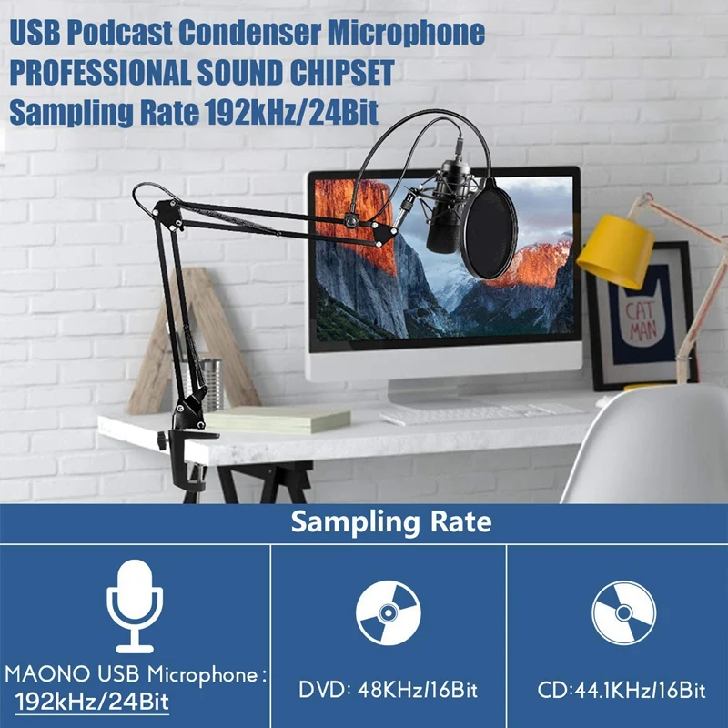 Usb микрофон комплект Usb компьютер кардиоидный микрофон Подкаст конденсаторный микрофон с профессиональным звуковым чипсетом для ПК караоке, Youtub