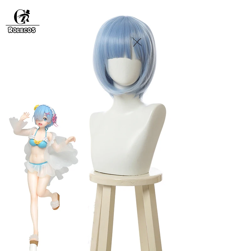 Парик для косплея ролекоса Re Zero Rem с эффектом Старт жизни в другом мире синий 30 см