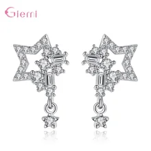 Новая мода пятиконечная звезда серьги гвоздики стерлингового серебра 925 простой популярный AAA кубический циркон серьги ювелирные изделия