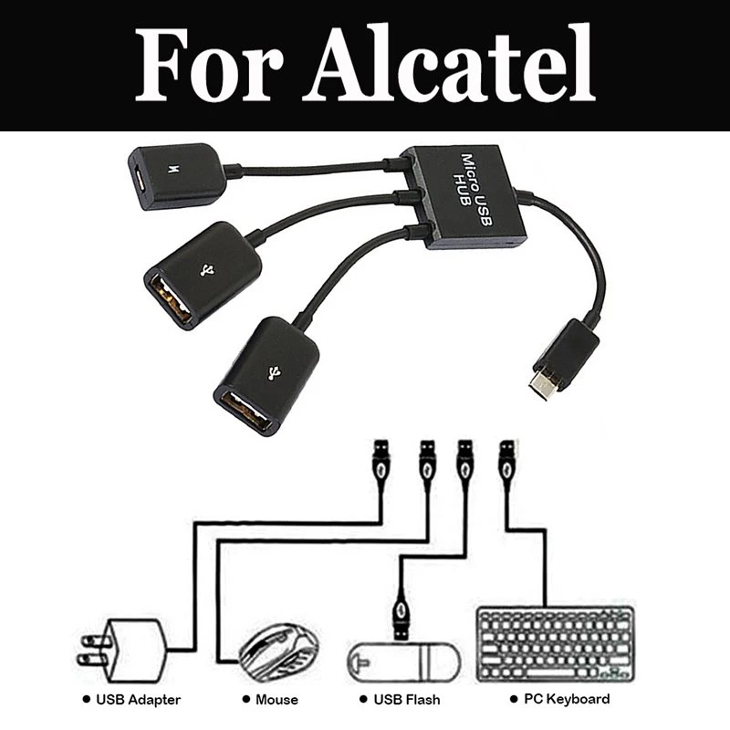 PRO OTG Power Cable Works for Alcatel OneTouch Flash Plus with Power Connect to Any Compatible USB Accessory with MicroUSB 