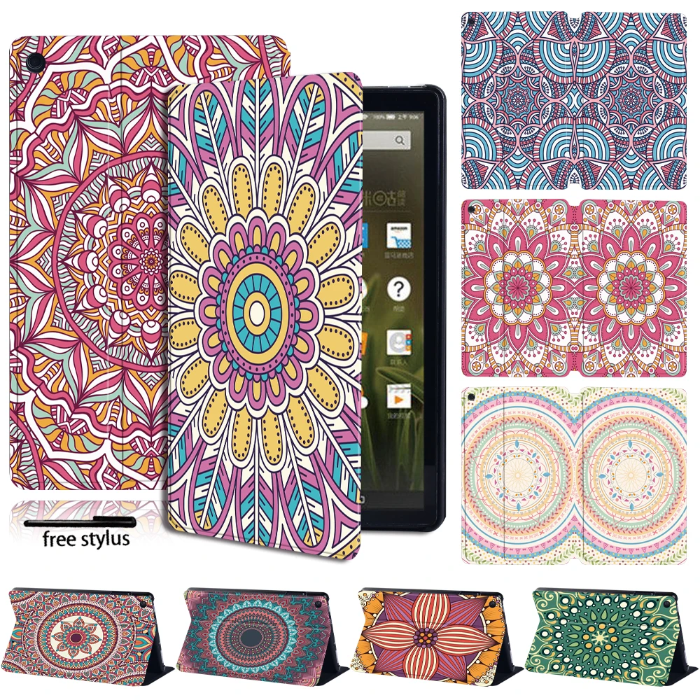 

Tablet Case For Amazon Fire 7 (5/7/9th) HD8 (6/7/8th) HD10(5/7/9th ) Slim Leather Shockproof Stand Cover+Free Stylus