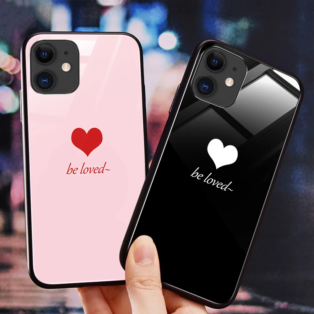 BGVED Heart ins чехол для телефона из закаленного стекла iphone 11 7/8 plus задняя крышка X XS MAX