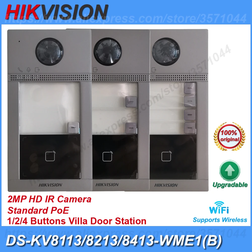 Original Hikvision DS-KV8113/8213/8413-WME1(B) 2MP HD POE 1-4 Buttons Video Intercom Module Door Station Doorbell Phone | Безопасность и
