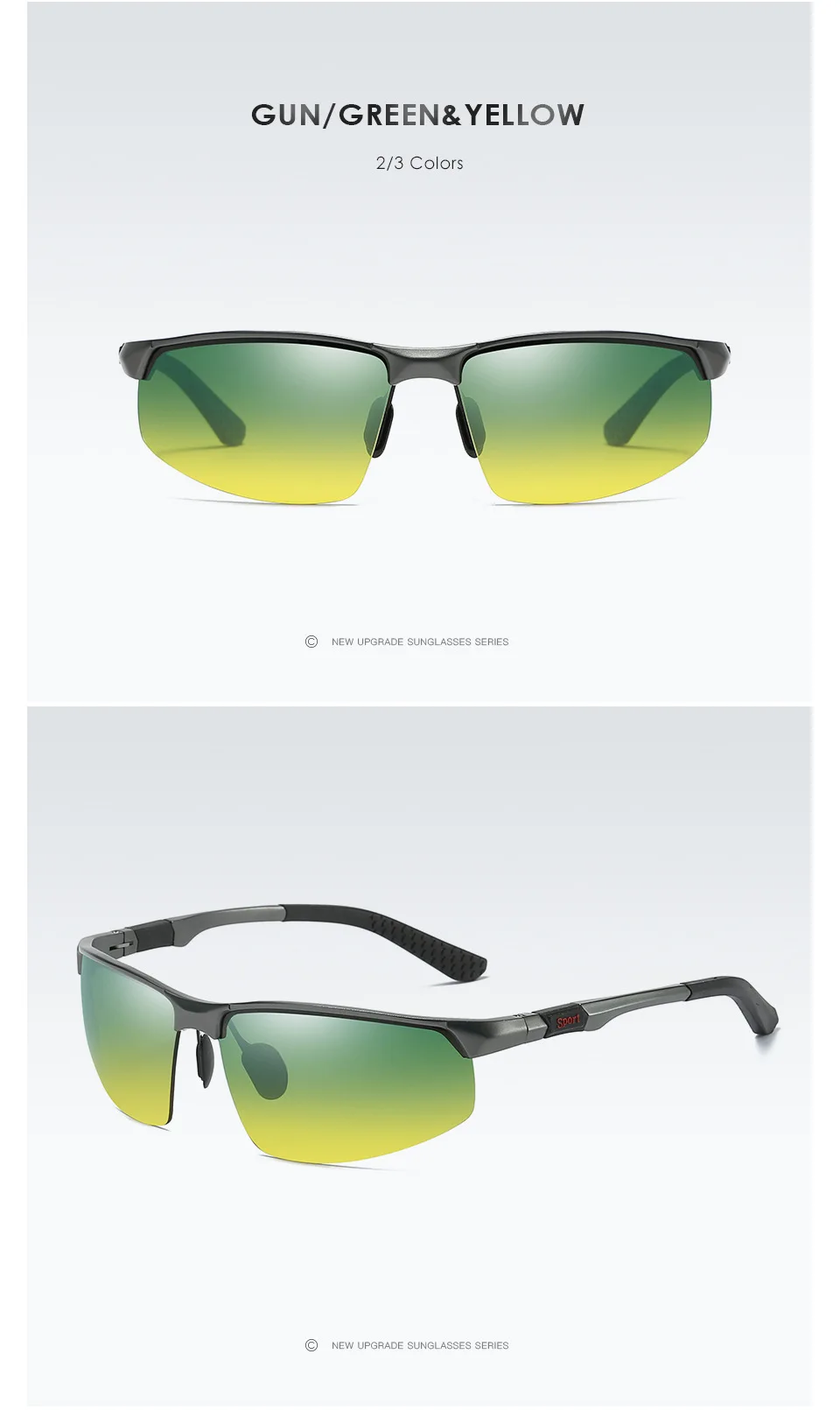 Occhiali da sole di design di marca Occhiali da sole polarizzati quadrati in alluminio e magnesio Tonalità di guida diurne e notturne antiriflesso_voghion.com