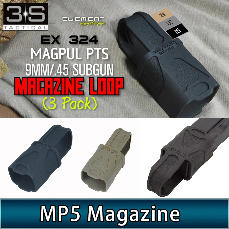 

3PCS/SET Element Airsoft 9mm MP5 Pouch Magazine Fast Mag Rubber Loops Holster For Softair Hunting MP5 Accessory