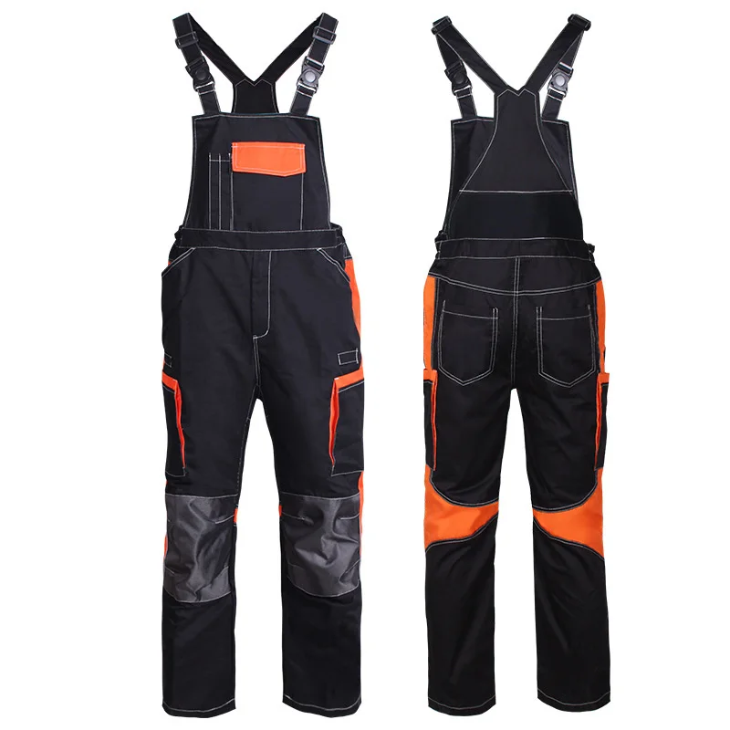 Men&rsquo;s work bib and brace overall with pockets carpenters work overall workwear work coverall suit