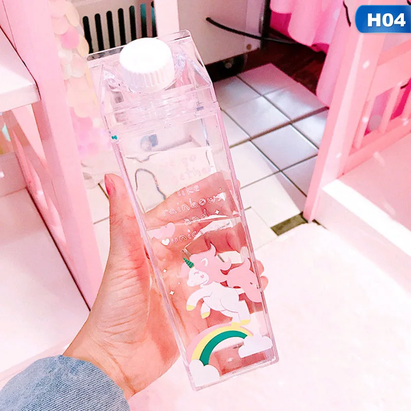 500ml Cute Rainbow Unicorn Water Bottle Sport Garrafa De Agua Plastic Shaker Portable My Drinking Bottle For Water Bottle - Color: H04