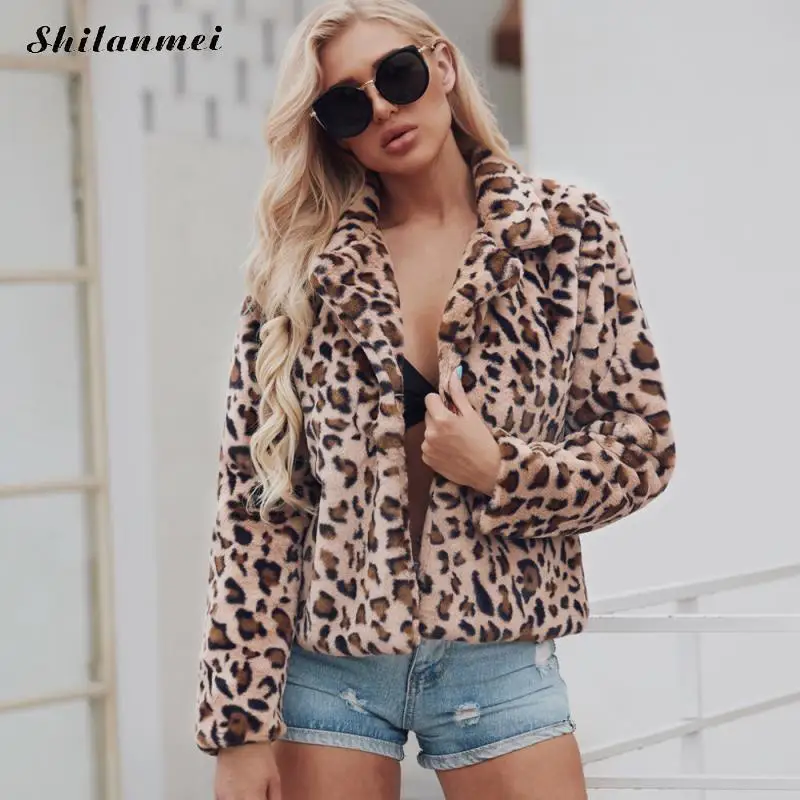 #*Cheap Plus Size Faux Fur Coat Thicken Leopard Women Jacket Women Slim Casual Leopard Fur Jackets Female Night Club Coat Party Outwear