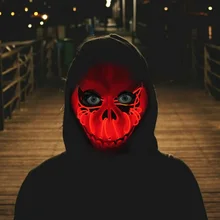 Светодиодный свет маска Хэллоуин декоративная Тыква Череп маски светящиеся вечерние сувениры Косплей тушь для ресниц полное лицо маски