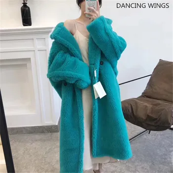

winter fashion loose teddy bear coat wool coat jacket women real sheep shearling fur coats oversized