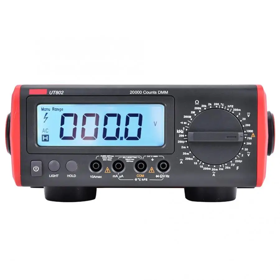 UT802 19999 подсчет ручного диапазона ЖК-дисплей двойного назначения Цифровой мультиметр 100-240 В тестер