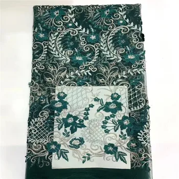 

(5yards/lot ) 2019 New High quality emerald green African tulle lace French net lace fabric for party dress