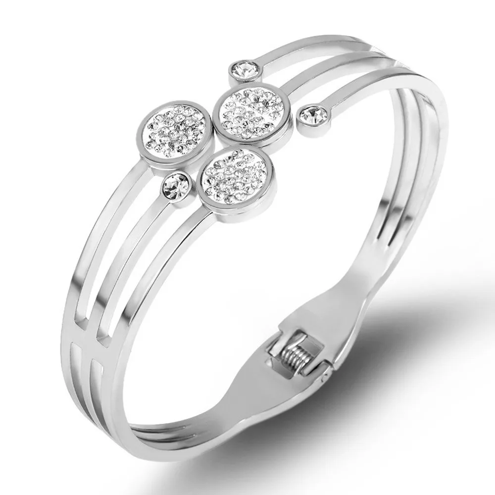 Ювелирный браслет из нержавеющей стали, набор с белым браслетом, дизайн диска, популярный Полный открытый браслет с пряжкой