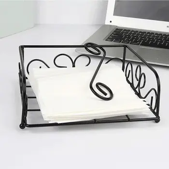 

1pc European Style Napkin Storage Rack Black Metal Flat Napkin Holder With Pressure Bar for Fixed Paper Paper Towel Holder