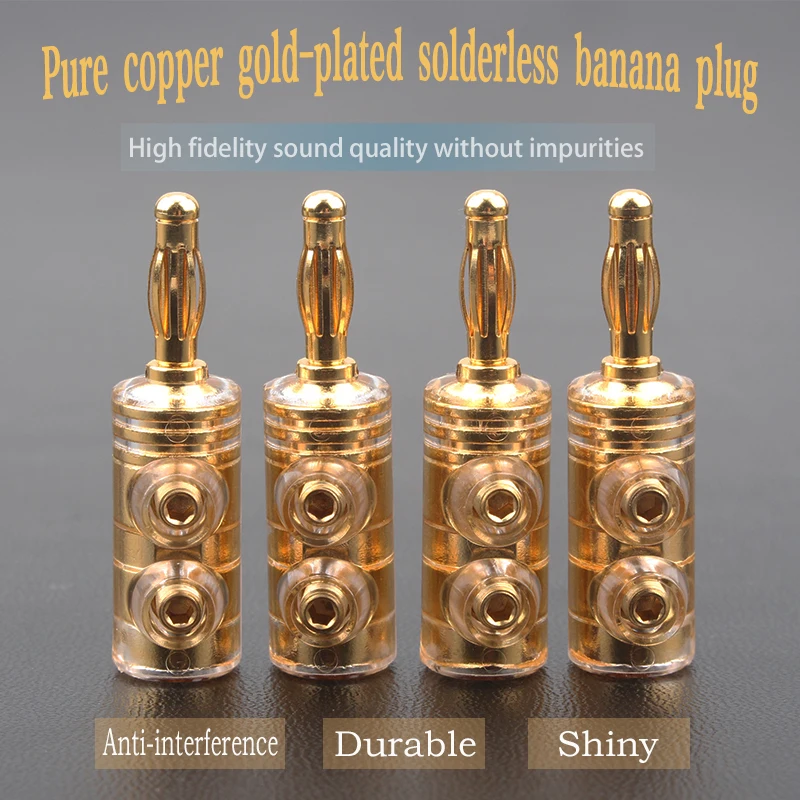 GREY KNIGHT 8pcs pure copper gold-plated banana plug power amplifier decoder speaker cable connector Audio | Электроника