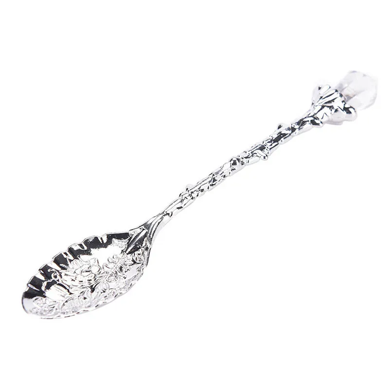 Spoon Decorative Pattern Cake Teaspoon Coffee Tableware Zinc Alloy Retro Dessert Arab Style Vintage - Цвет: silver
