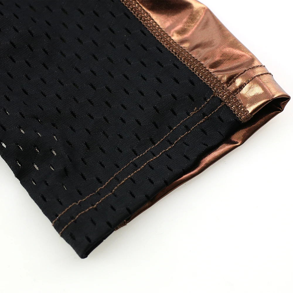 Men Shinny PU Leather Shoulder Tops Long Sleeve Harness Bodybuilding Stage Costume Gay Sexy Tops