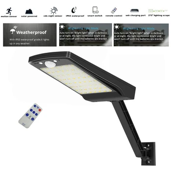 

56 LED Solar Light Outdoor Waterproof Solar Wall Light Garden Street Lamp Decoration Remote Control 3 mode lamp