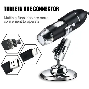 

1600X 1000X USB Microscope Handheld Portable Digital Microscope USB Interface Electron Microscopes with 4 LEDs with Bracket