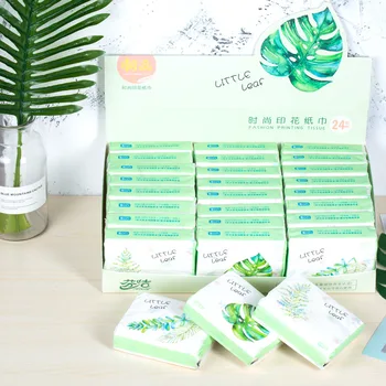 

24 Package Portable Tissue Paper Face Oil Absorbent Paper Breathable Blotter Handkerchief Household Printing Paper Leaves Baby