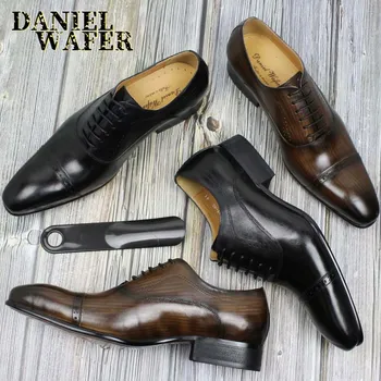 

CLASSIC STYLE FORMAL MEN OXFORD SHOES BLACK COFFEE LACE UP POINTED CAP TOE BROGUE CASUAL MEN OFFICE WEDDING DRESS LEATHER SHOES