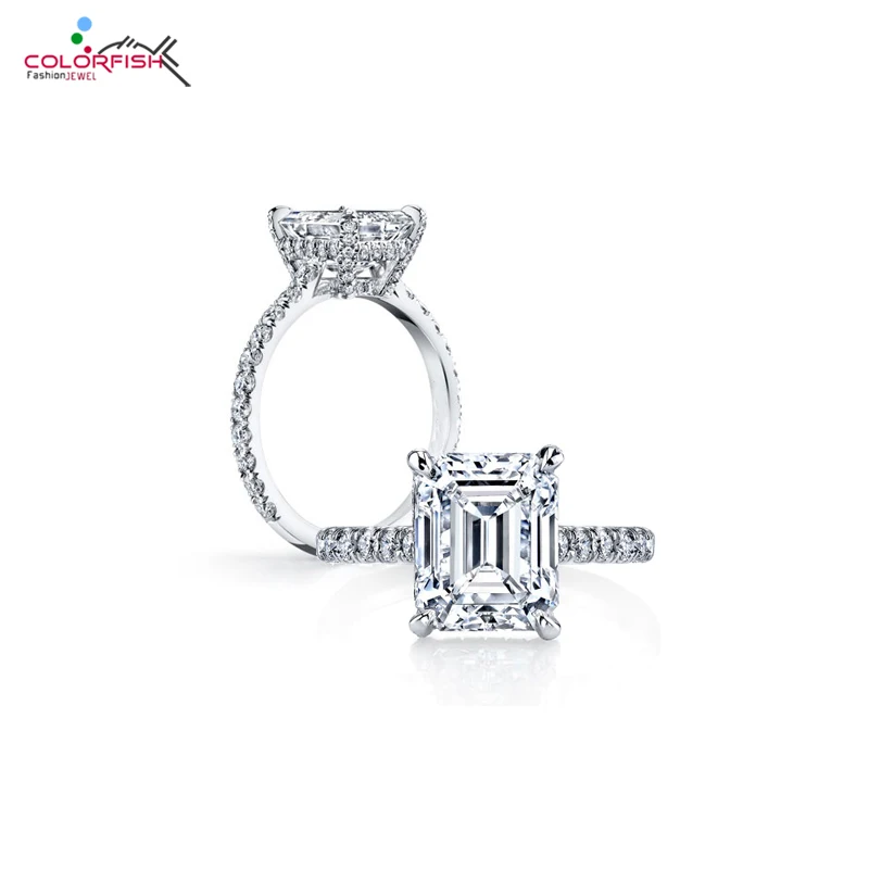 Женское Обручальное Кольцо COLORFISH роскошное кольцо с изумрудом 3 карата ааааа