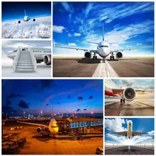 

Airport Airplane Photo Background Computer Printed Photocall Backdrops for Children Baby Portrait Photoshoot Photography Props