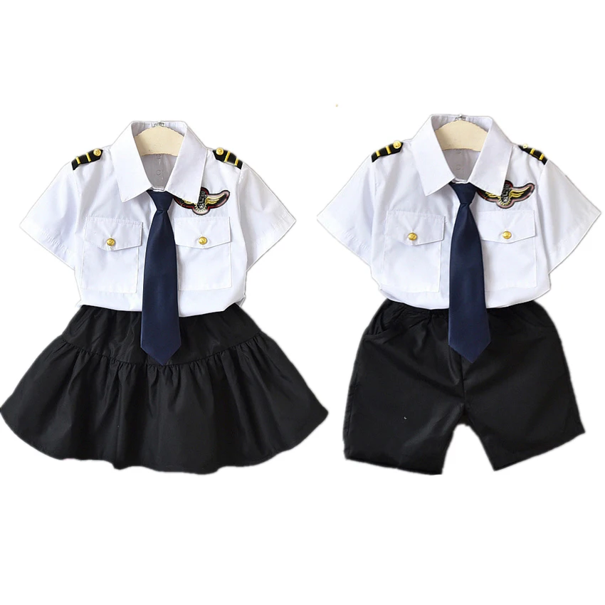Children's Day News Pilot Air Force Costume Japanese Style School Uniform Korean Kindergarten Sailor Shirt Girl Boy Kids japanese school uniform