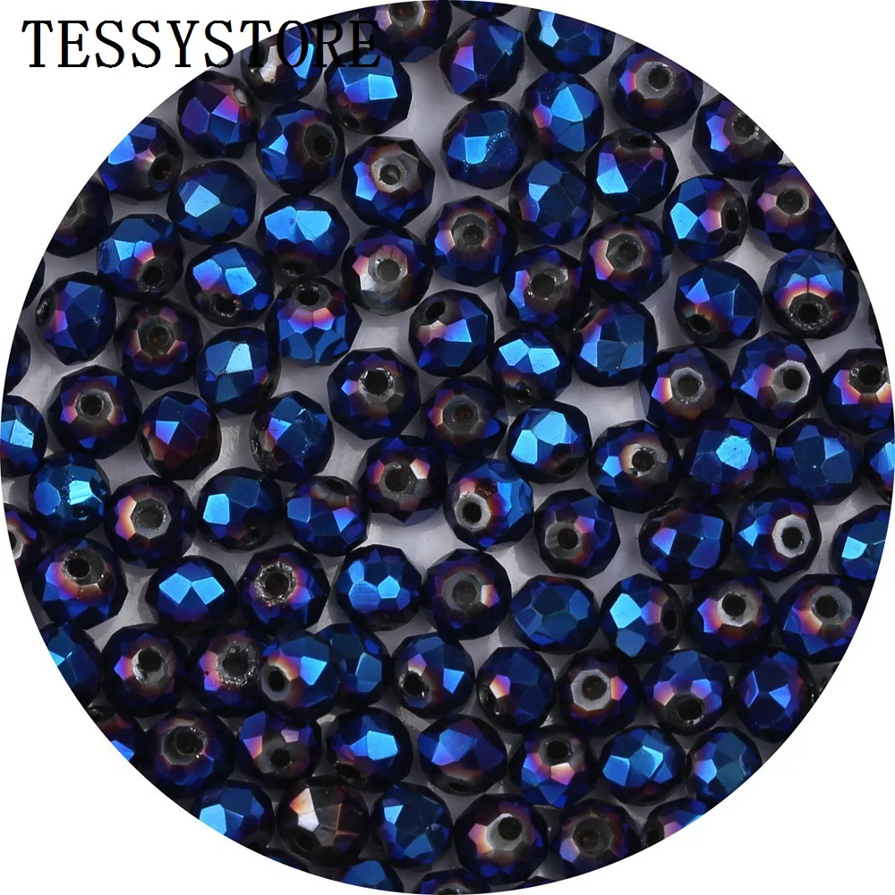 evil eye beads 4mm/6mm Austria Faceted Crystal Beads High Quality Multicolor Loose Spacer Round Glass Beads For Jewelry Making Diy Accessories earring making supplies