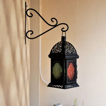 

Retro Wrought Iron Plating Candlestick Hanger Flower Basket Hanging Hook Wall Hanging Hanger Vintage Balcony Hook With Screws