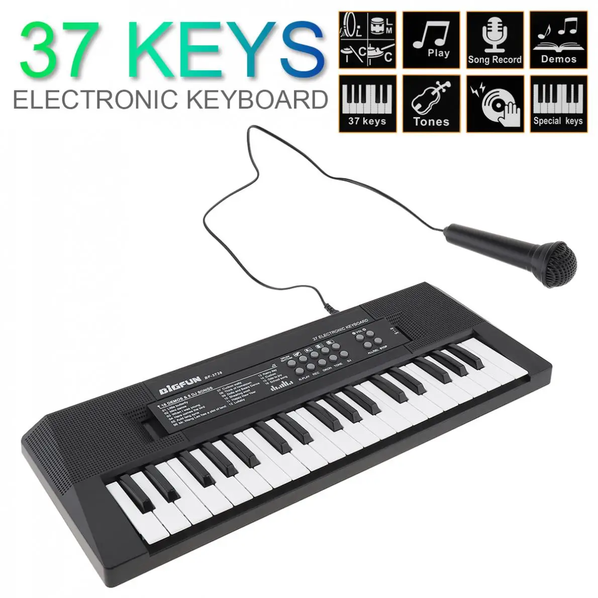 

37 Keys Electronic Keyboard Piano Digital Music Key Board with Microphone Gift Musical Enlightenment