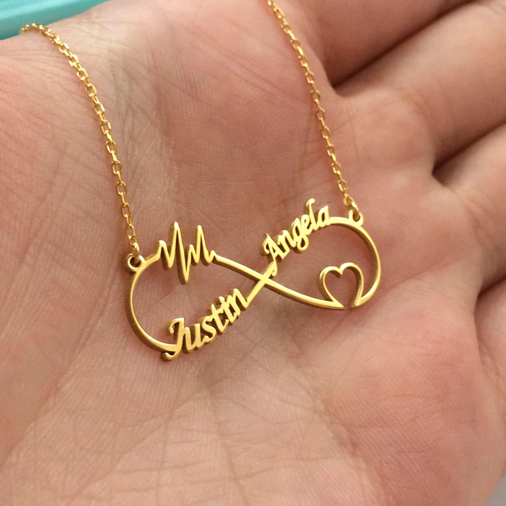 

Customize Infinite Name Layer Necklace For Women Personalized Gold Stainless Steel Custom Name Heart Jewelry Friend Gift