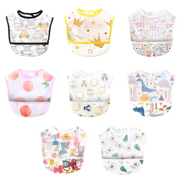 

Baby Bib EVA Waterproof Cartoon Pictures with Three-dimensional Pocket Free Adjustment Feeding Tool